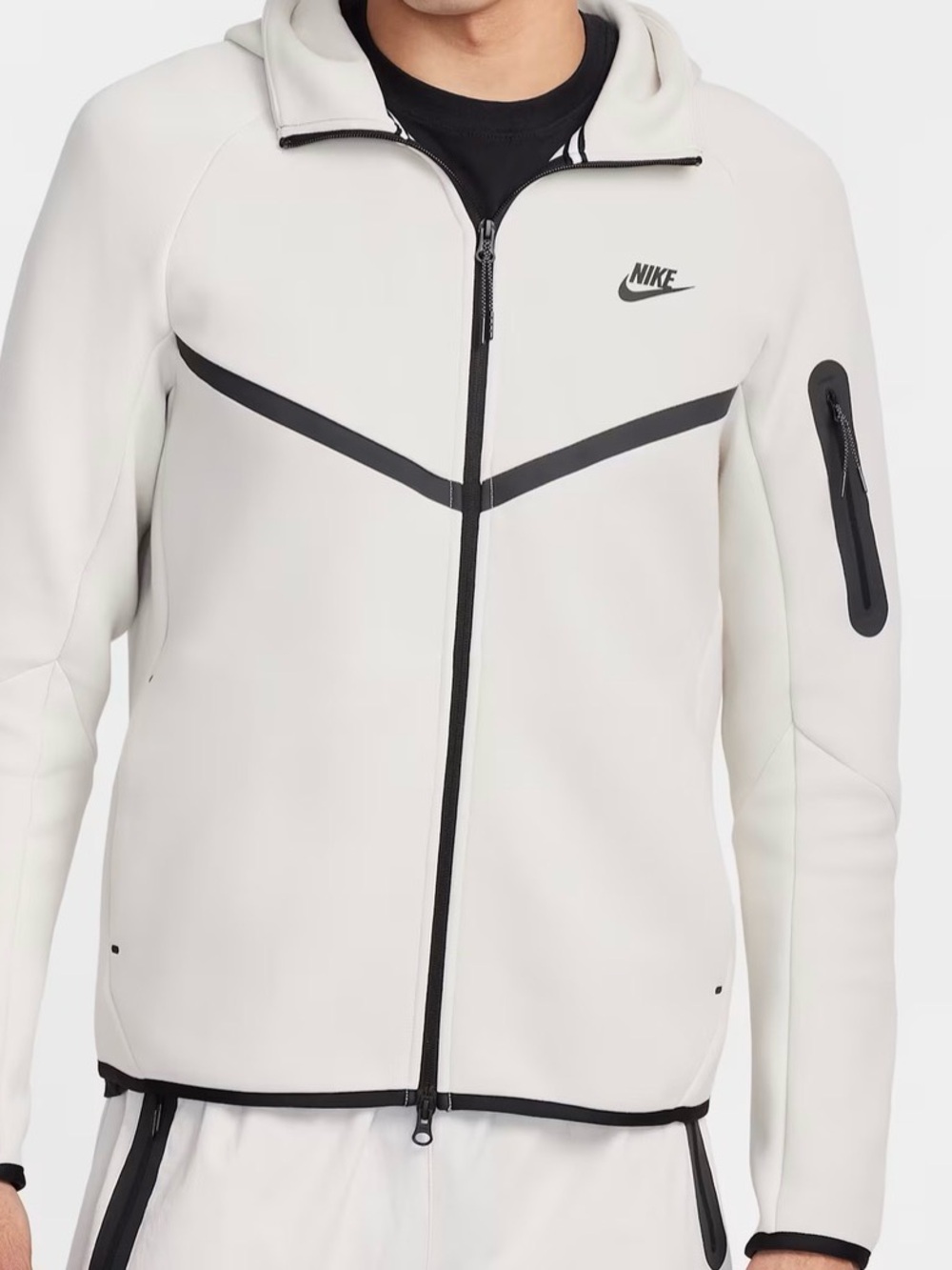 Nike Men's Cream Full-Zip Performance Jacket with Black Accents
